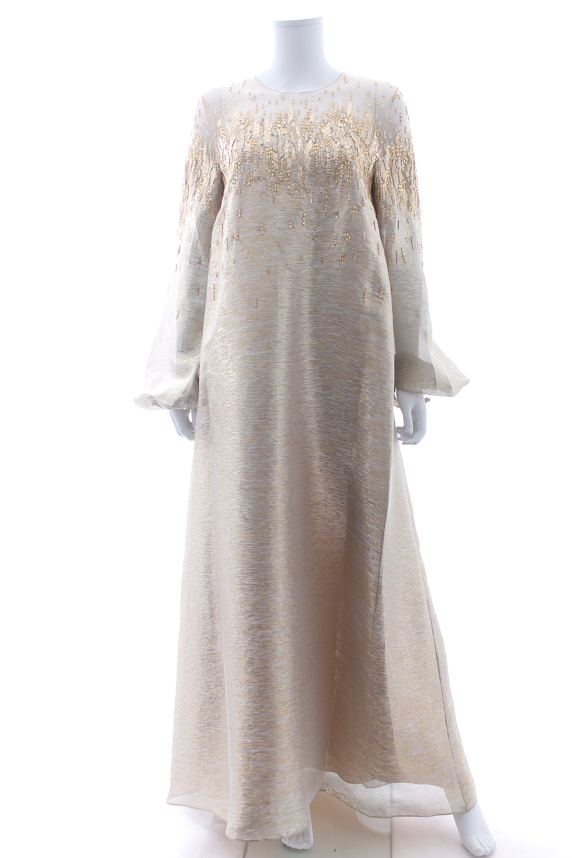Oscar de la Renta Embellished Metallic Silk Tulle Gown
