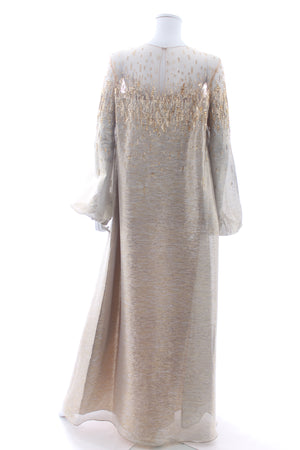 Oscar de la Renta Embellished Metallic Silk Tulle Gown