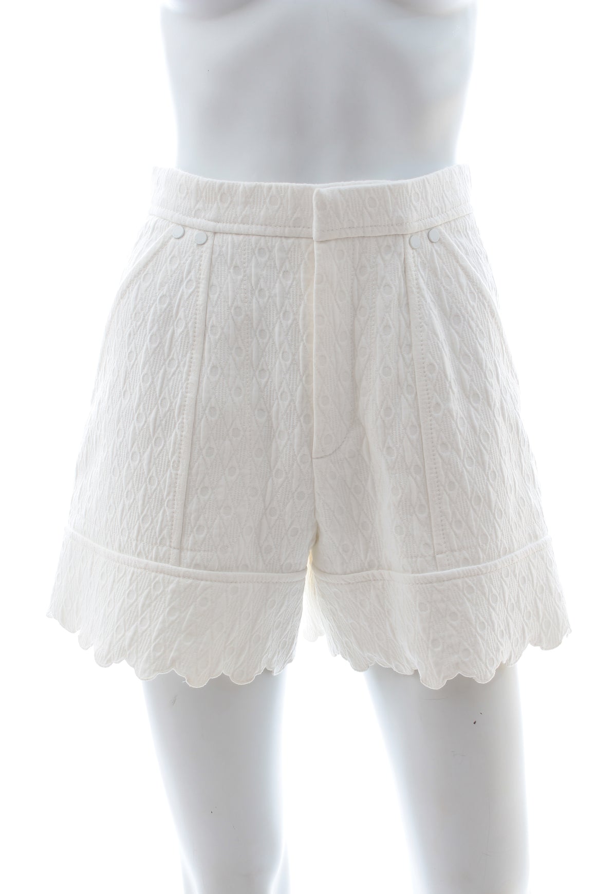 Chloe Scalloped Quilted Cotton Jacquard Shorts - Current Season