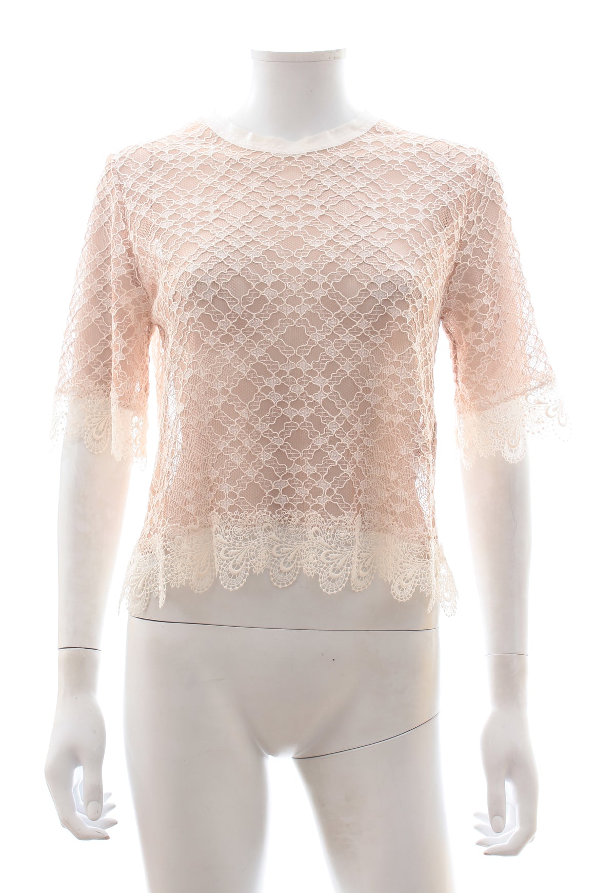 Sandro Short Sleeved Lace Embroidered Top