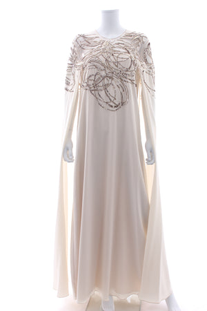 Oscar de la Renta Sequin-Embellished Cape-Effect Gown