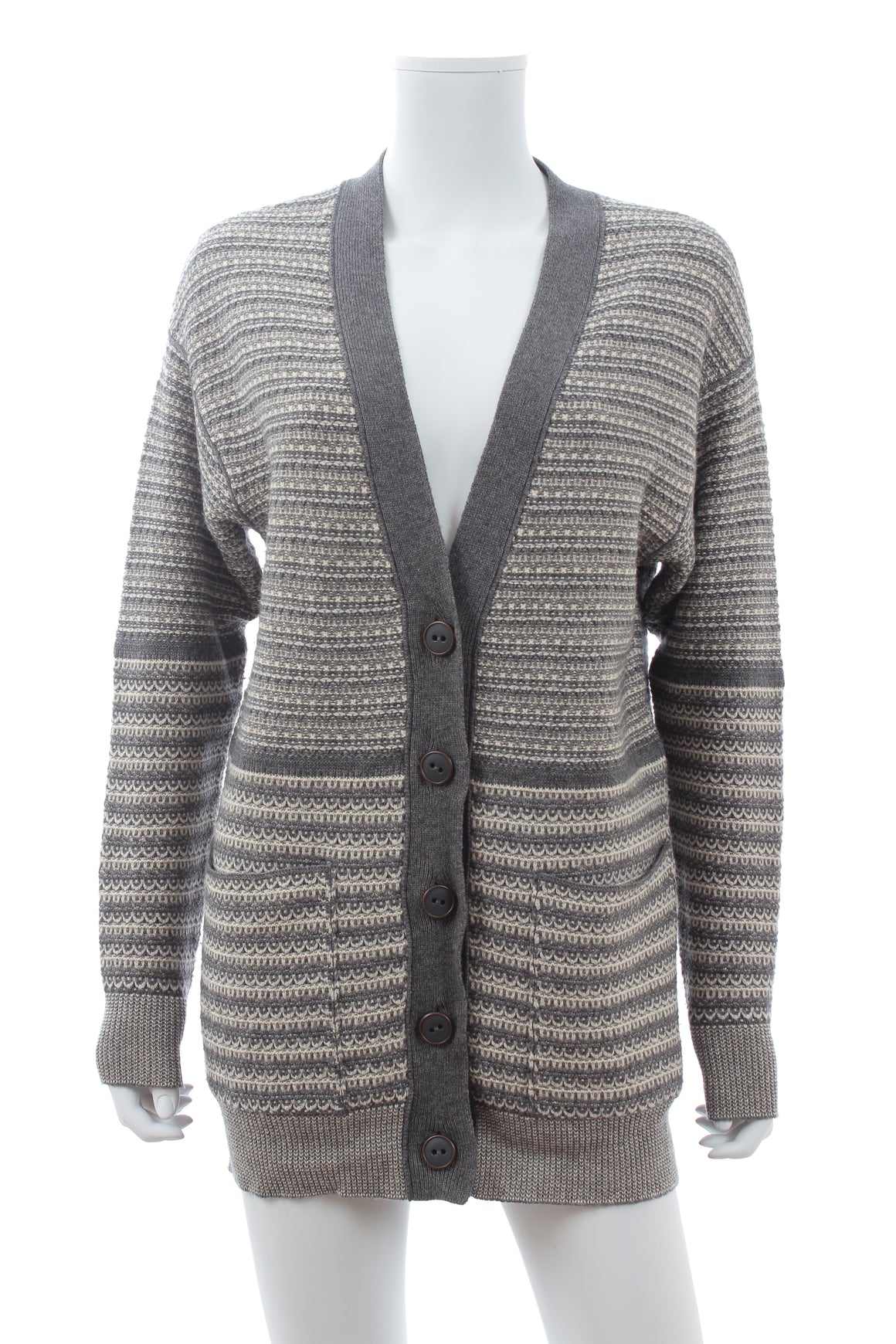 Stella McCartney Wool-Silk and Cashmere Blend Striped Long Cardigan