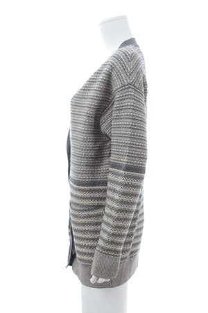Stella McCartney Wool-Silk and Cashmere Blend Striped Long Cardigan