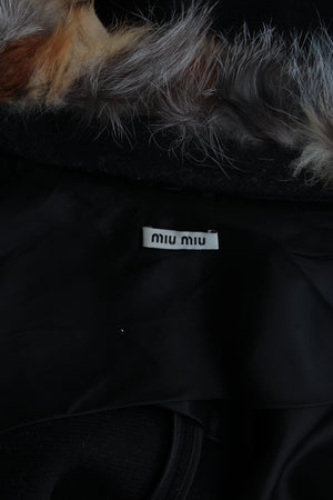 Miu Miu Fox Fur-Trimmed Wool Coat