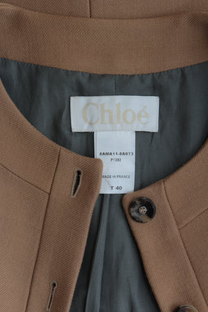 Chloé Wool A-Line Collarless Coat