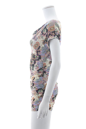 Etro Printed Draped Stretch-Jersey Top