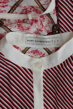 Mary Katrantzou Lace-Up Silk Printed Shirtdress