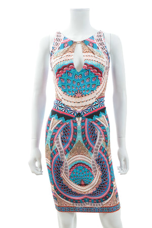 Roberto Cavalli Sleeveless Printed Stretch-Crepe Mini Dress