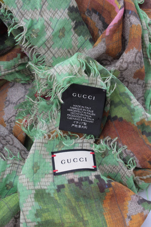 Gucci GG Floral Silk-Jersey Shawl
