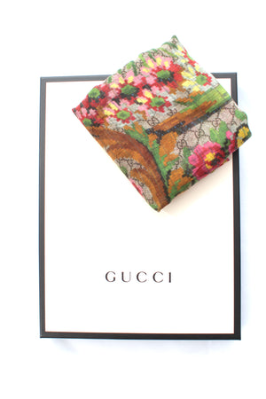 Gucci GG Floral Silk-Jersey Shawl