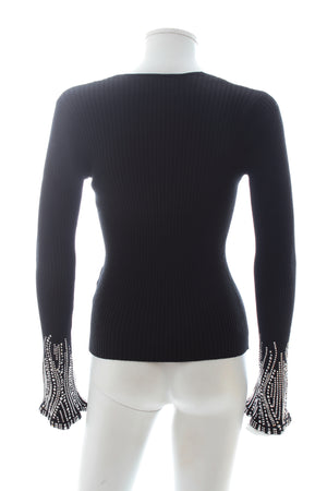 Ermanno Scervino Crystal Embellished Ribbed Knit Sweater