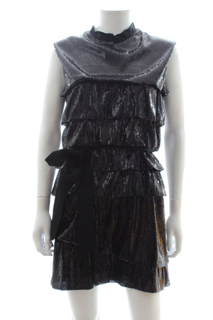Lanvin Sequin-Embellished Tiered Mini Dress