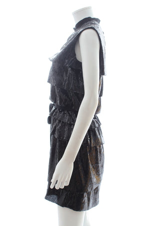 Lanvin Sequin-Embellished Tiered Mini Dress