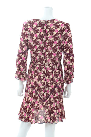 Anna Sui Lace-Trimmed Printed Crepe Mini Dress