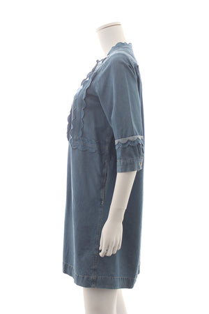 MiH Jeans Angie Scalloped Cotton Chambray Mini Dress