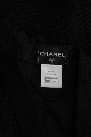 Chanel Flower Appliqué Cotton and Silk-Blend Jacket
