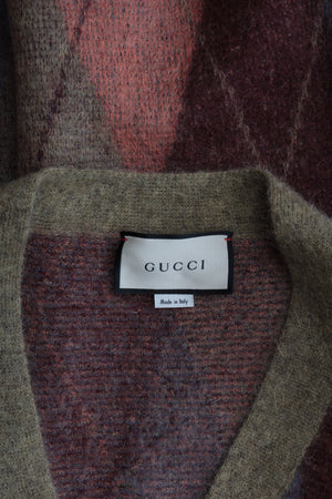 Gucci Argyle Oversized Mohair-Blend Cardigan