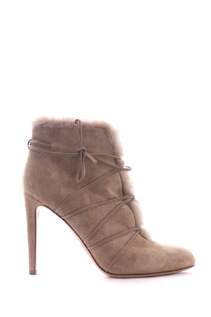 Gianvito Rossi Shearling and Suede Ankle Boots