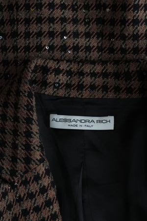 Alessandra Rich Crystal-Embellished Sequined Houndstooth Jacket