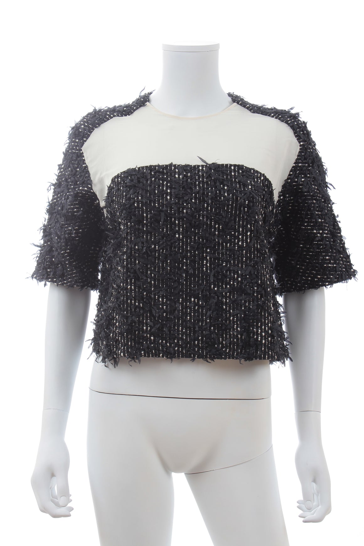 3.1 Phillip Lim Silk-Panelled Textured Tweed Top