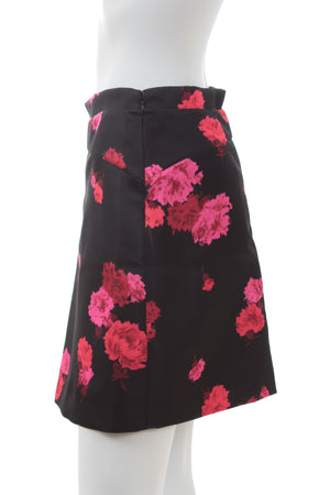No.21 Floral Print Pleated Satin Skirt