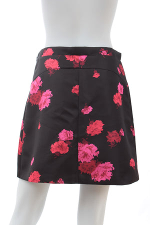 No.21 Floral Print Pleated Satin Skirt