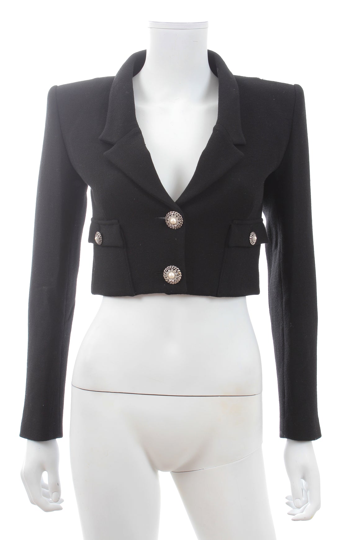 Alessandra Rich Wool-Crepe Cropped Jacket