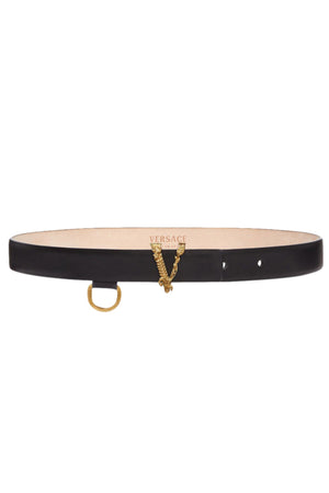 Versace Virtus Thin Leather Waist Belt - Current season