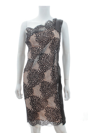 Roland Mouret One-Shoulder Panelled Lace Dress