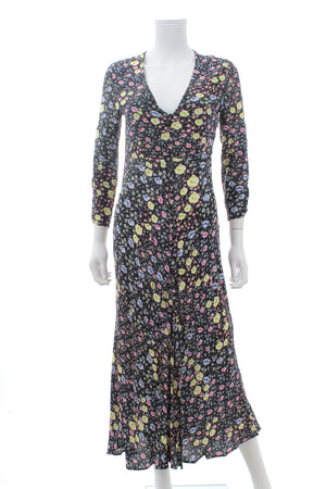 Rixo 'Katie' Micro-Floral Printed Crepe Midi Dress