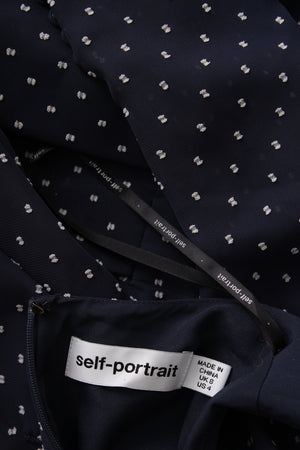 Self-Portrait Lace-Trimmed  Polka Dot Crepe Playsuit