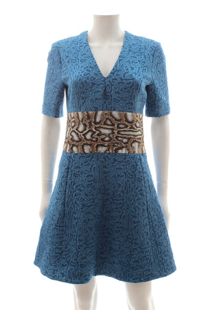 Roberto Cavalli Python Print Panelled Jacquard Dress