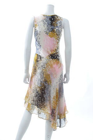Diane von Furstenberg Klarra Asymmetric Splatter-Print Silk Dress
