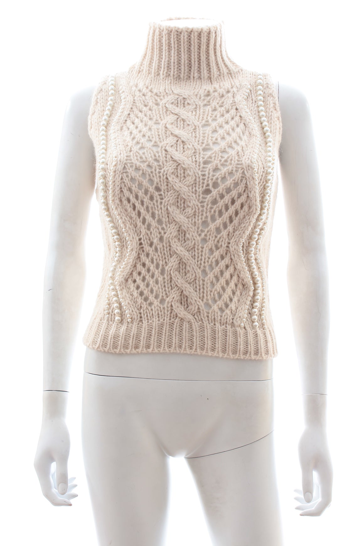 Ermanno Scervino Pearl-Embellished Alpaca-Blend Sleeveless Sweater