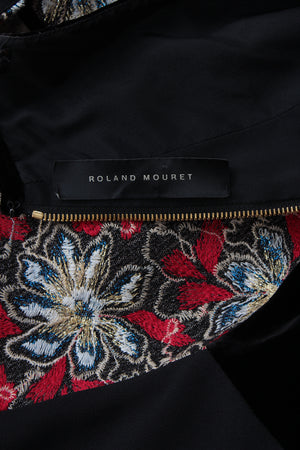 Roland Mouret Flower-Embroidered Velvet-Panelled Sleeveless Gown