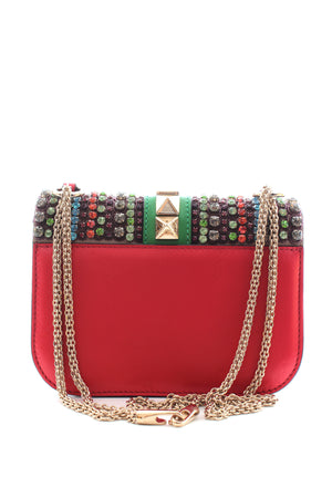 Valentino Glam Lock Crystal-Embellished Leather Shoulder Bag