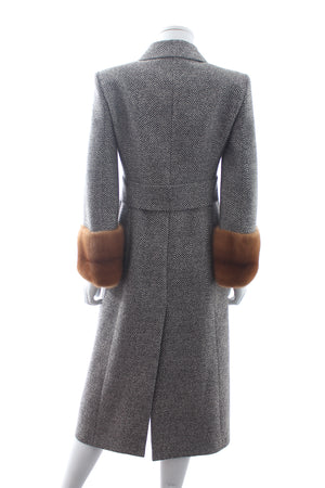 Fendi Mink-Trimmed Chevron Wool Tailored Coat - Runway Collection