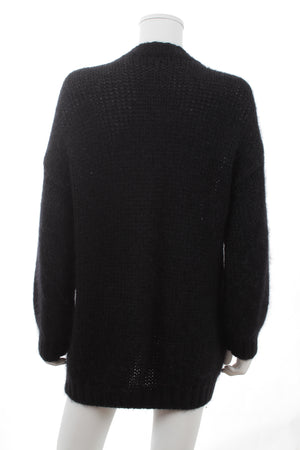 Alessandra Rich Crystal-Button Mohair-Blend Cable-Knit Cardigan