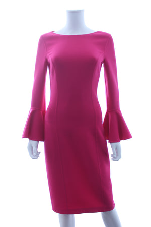 Michael Kors Collection Ruffle-Sleeve Wool Sheath Dress