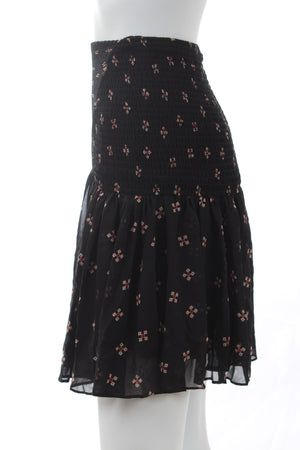 Maje Jouet Printed Smocked Waist Skirt