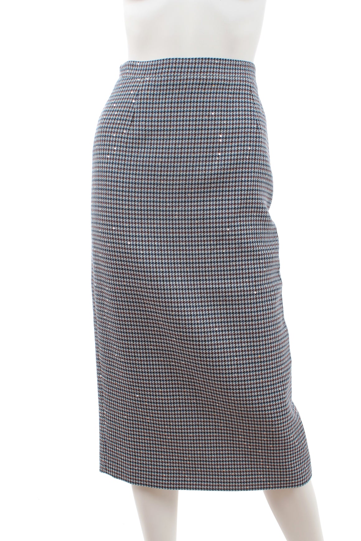 Alessandra Rich Houndstooth Sequin-Embellished Wool-Blend Midi Skirt