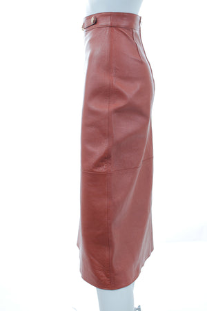 Celine Lambskin Leather Midi Skirt