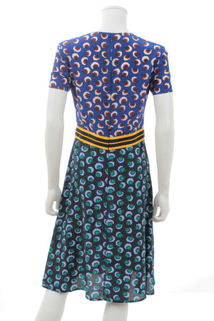 Stella McCartney Striped-Waist Floral Printed Silk Dress