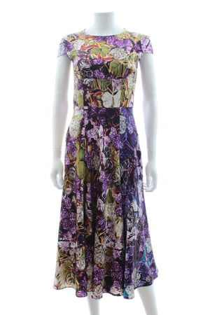 Mary Katrantzou Satin-Silk Leaf Print Dress