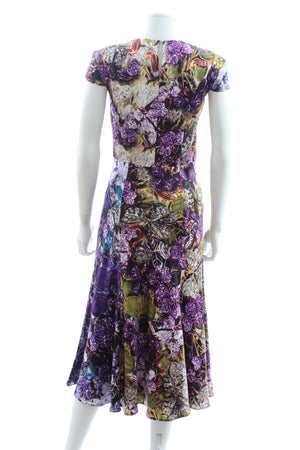 Mary Katrantzou Satin-Silk Leaf Print Dress