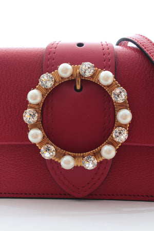 Miu Miu Madras Crystal and Pearl Embellished Crossbody Bag