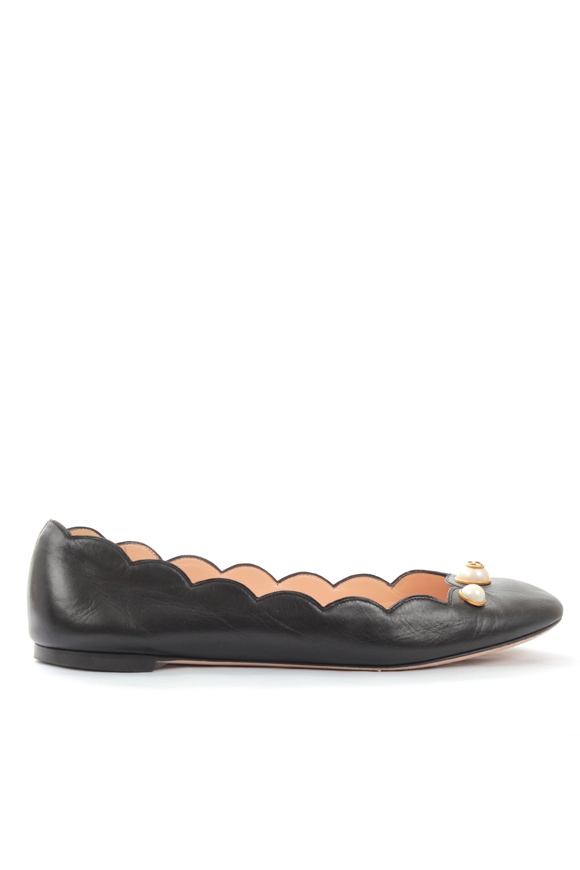 Gucci Willow Scalloped Leather Ballet Flats