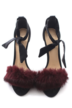 Alexandre Birman 'Clarita' Fur-Trimmed Knotted-Strap Sandals