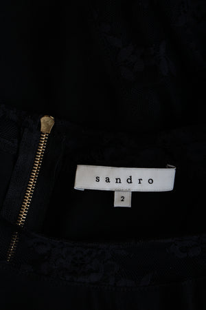 Sandro Lace Panelled Silk Top