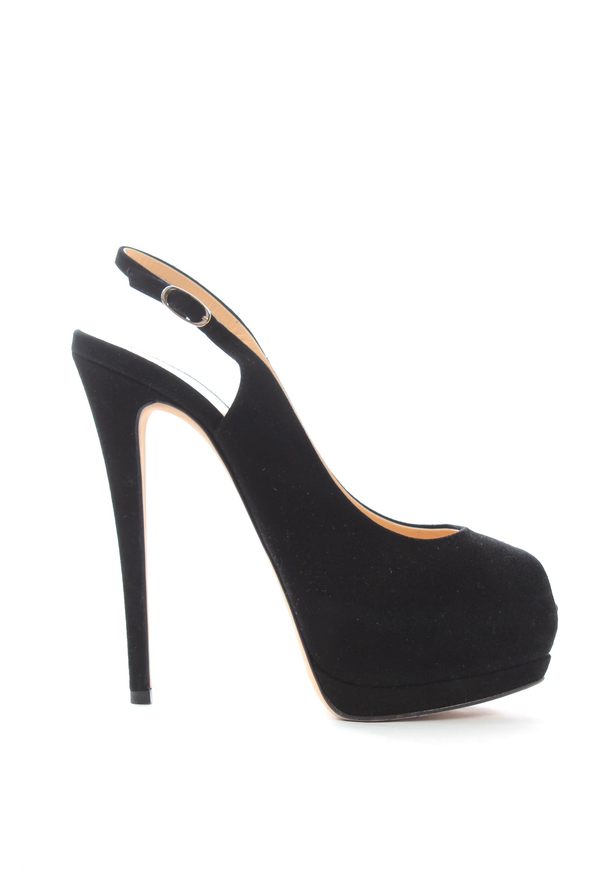 Giuseppe Zanotti Peep Toe Slingback Suede Platform Pumps